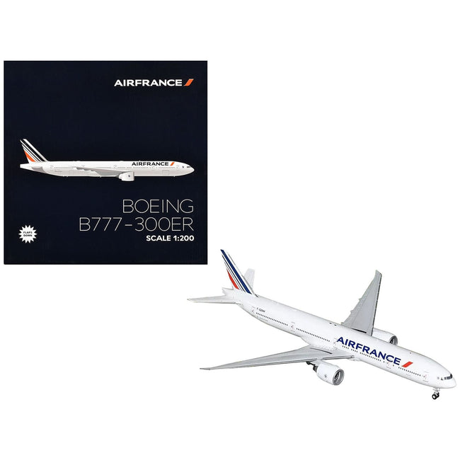 Boeing 777-300ER Commercial Aircraft with Flaps Down "Air France" (F-GZNH) White with Striped Tail "Gemini 200" Series 1/200 Diecast Model Airplane by GeminiJets-GeminiJets-ModelCars.com