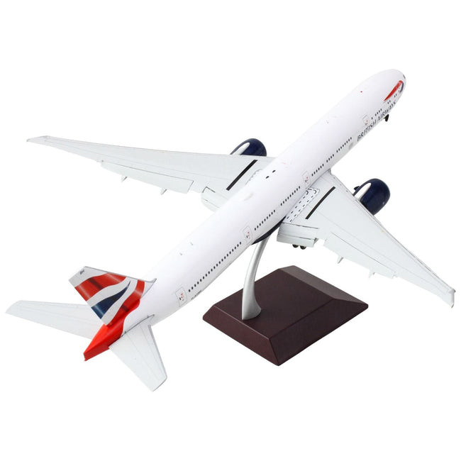 Boeing 777-300ER Commercial Aircraft with Flaps Down "British Airways" (G-STBH) White with Striped Tail "Gemini 200" Series 1/200 Diecast Model Airplane by GeminiJets-GeminiJets-ModelCars.com