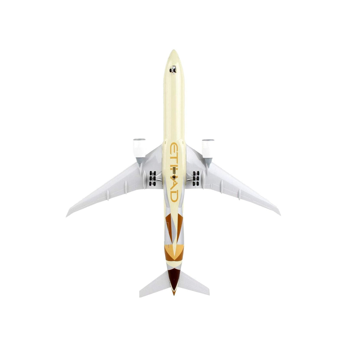 Boeing 777 - 300ER Commercial Aircraft with Landing Gear "Etihad Airways" (A6 - ETA) Beige with Tail Graphics (Snap - Fit) 1/200 Plastic Model by Skymarks - Skymarks - ModelCars.com