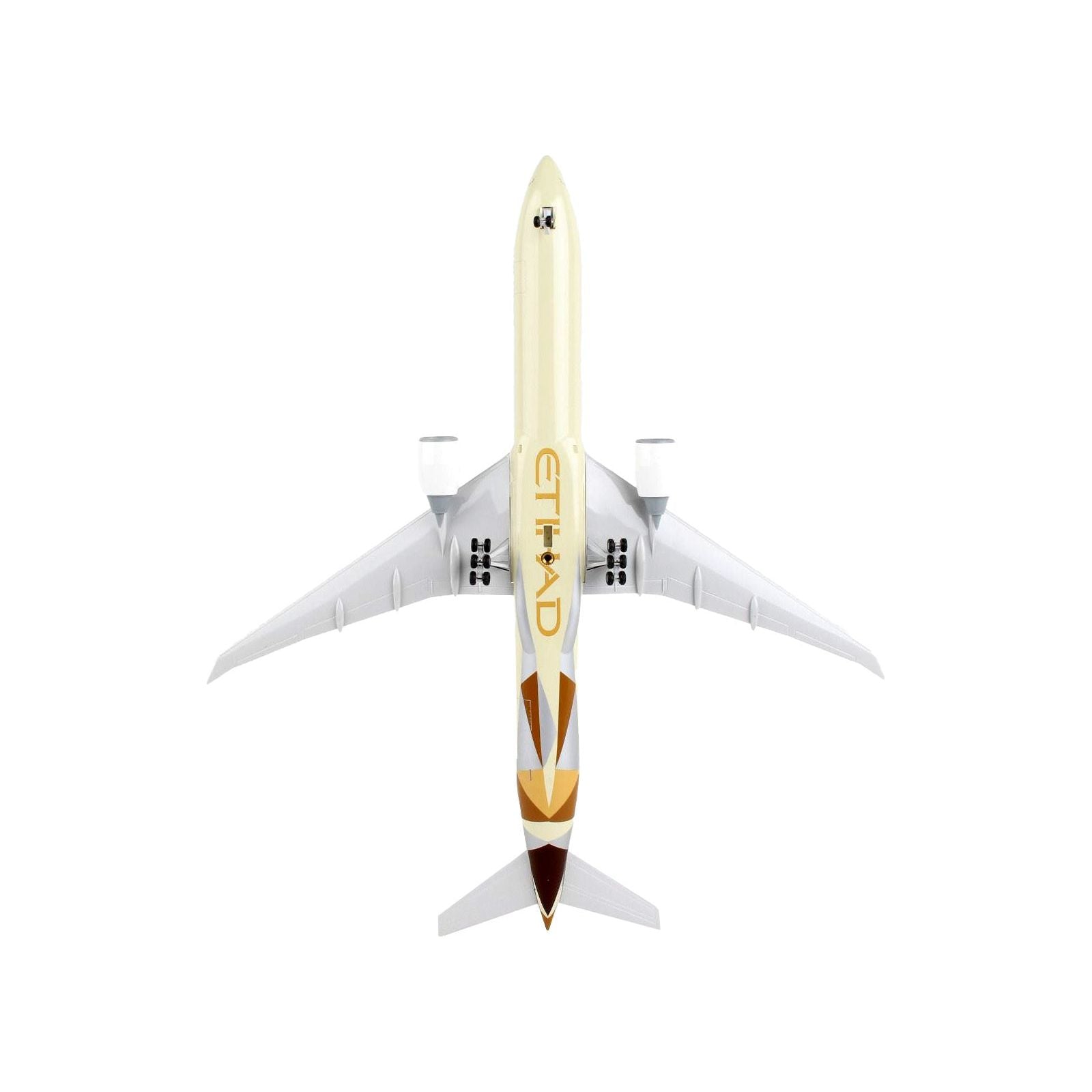 Boeing 777 - 300ER Commercial Aircraft with Landing Gear "Etihad Airways" (A6 - ETA) Beige with Tail Graphics (Snap - Fit) 1/200 Plastic Model by Skymarks - Skymarks - ModelCars.com