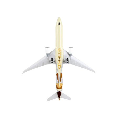 Boeing 777 - 300ER Commercial Aircraft with Landing Gear "Etihad Airways" (A6 - ETA) Beige with Tail Graphics (Snap - Fit) 1/200 Plastic Model by Skymarks - Skymarks - ModelCars.com