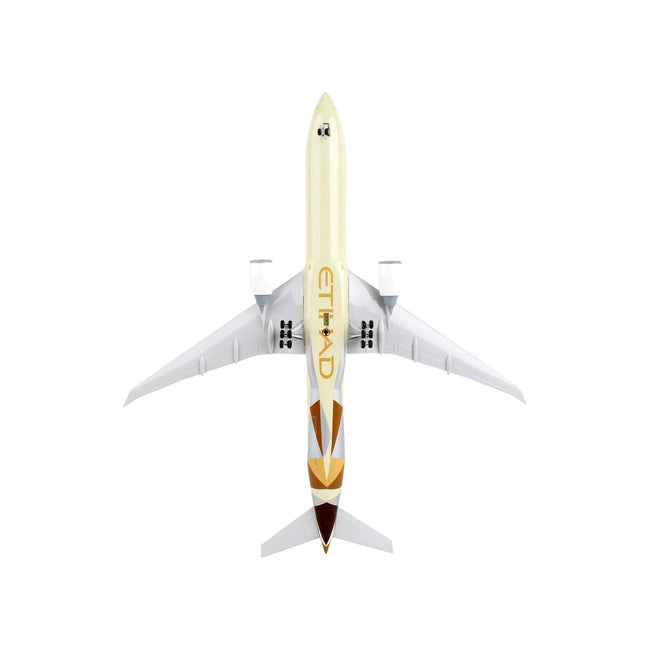 Boeing 777 - 300ER Commercial Aircraft with Landing Gear "Etihad Airways" (A6 - ETA) Beige with Tail Graphics (Snap - Fit) 1/200 Plastic Model by Skymarks - Skymarks - ModelCars.com