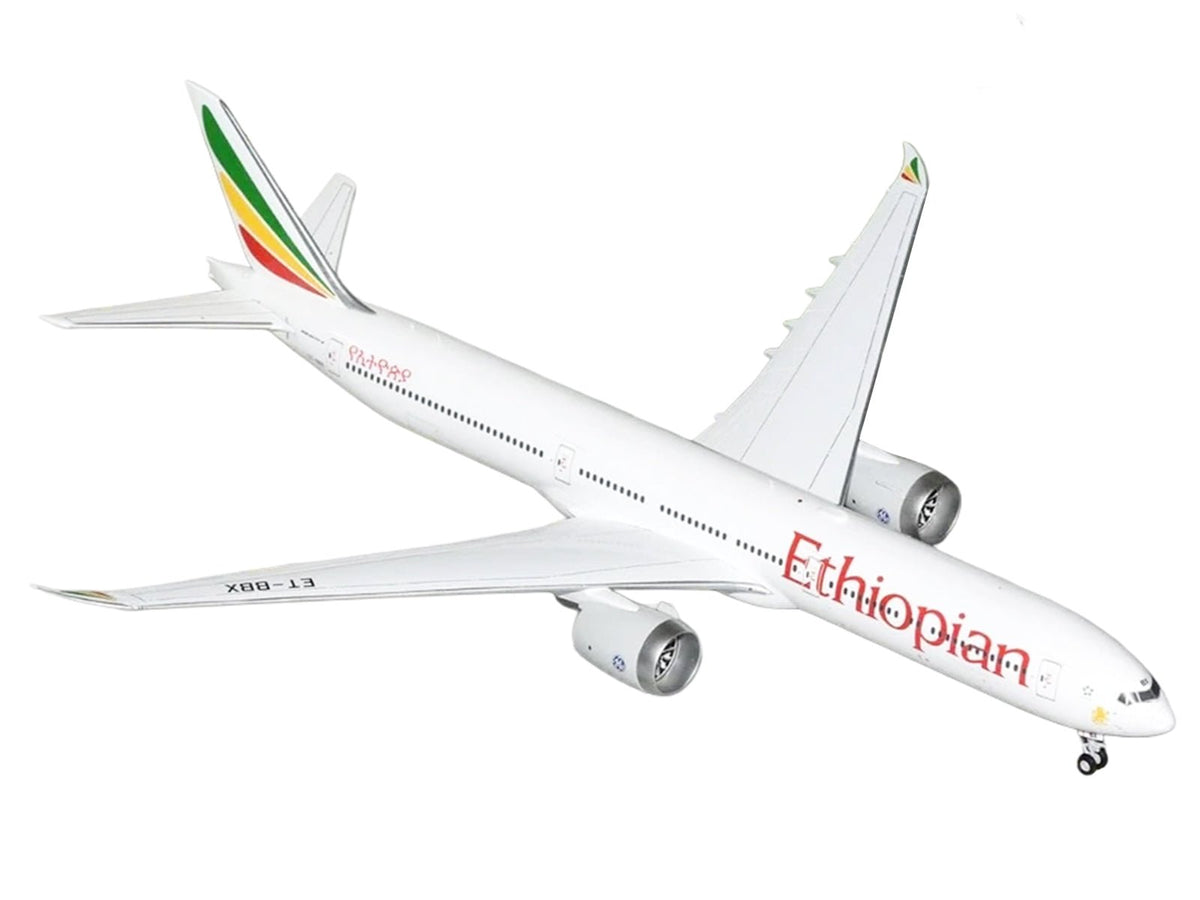 Boeing 777-9 Commercial Aircraft "Ethiopian Airlines" (ET-BBX) White with Tail Stripes "Gemini 200" Series 1/200 Diecast Model Airplane by GeminiJets-GeminiJets-ModelCars.com