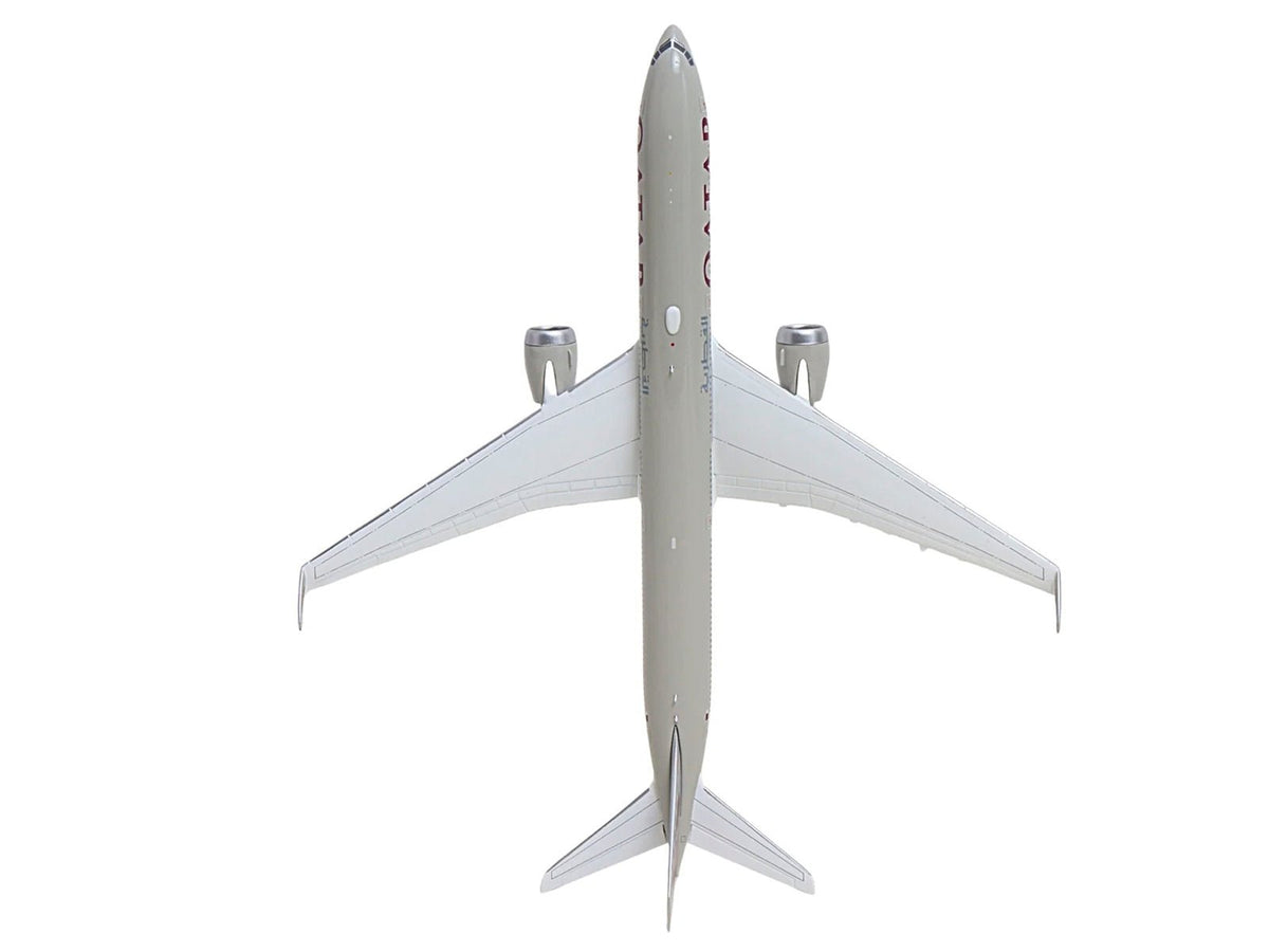 Boeing 777-9 Commercial Aircraft "Qatar Airways" (A7-BKA) Gray with Dark Red Tail Graphics 1/400 Diecast Model GeminiJets-GeminiJets-ModelCars.com