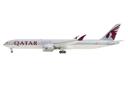 Boeing 777-9 Commercial Aircraft "Qatar Airways" (A7-BKA) Gray with Dark Red Tail Graphics 1/400 Diecast Model GeminiJets-GeminiJets-ModelCars.com