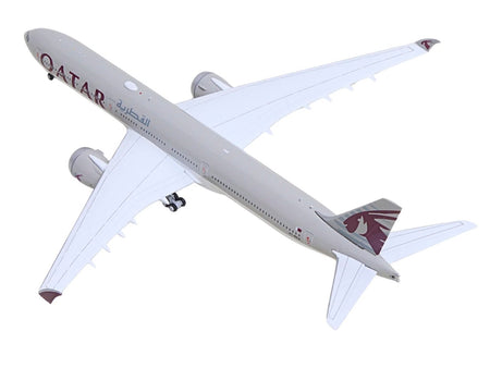Boeing 777-9 Commercial Aircraft "Qatar Airways" (A7-BKA) Gray with Dark Red Tail Graphics 1/400 Diecast Model GeminiJets-GeminiJets-ModelCars.com
