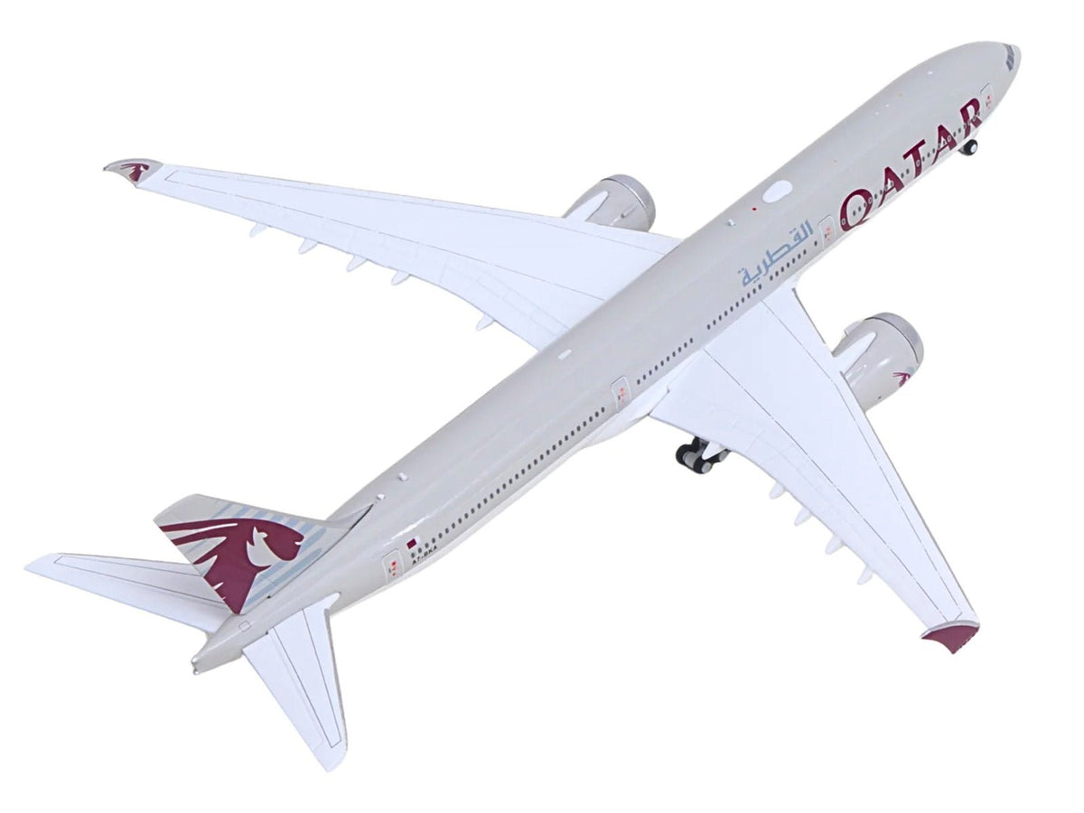 Boeing 777-9 Commercial Aircraft "Qatar Airways" (A7-BKA) Gray with Dark Red Tail Graphics 1/400 Diecast Model GeminiJets-GeminiJets-ModelCars.com