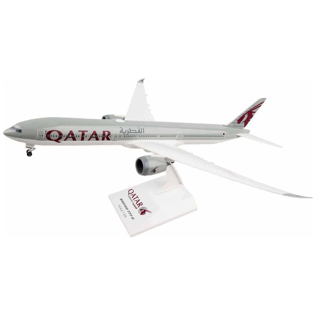 Boeing 777 - 9 Commercial Aircraft with Landing Gear "Qatar Airways" Gray with Tail Graphics (Snap - Fit) 1/200 Plastic Model by Skymarks - Skymarks - ModelCars.com