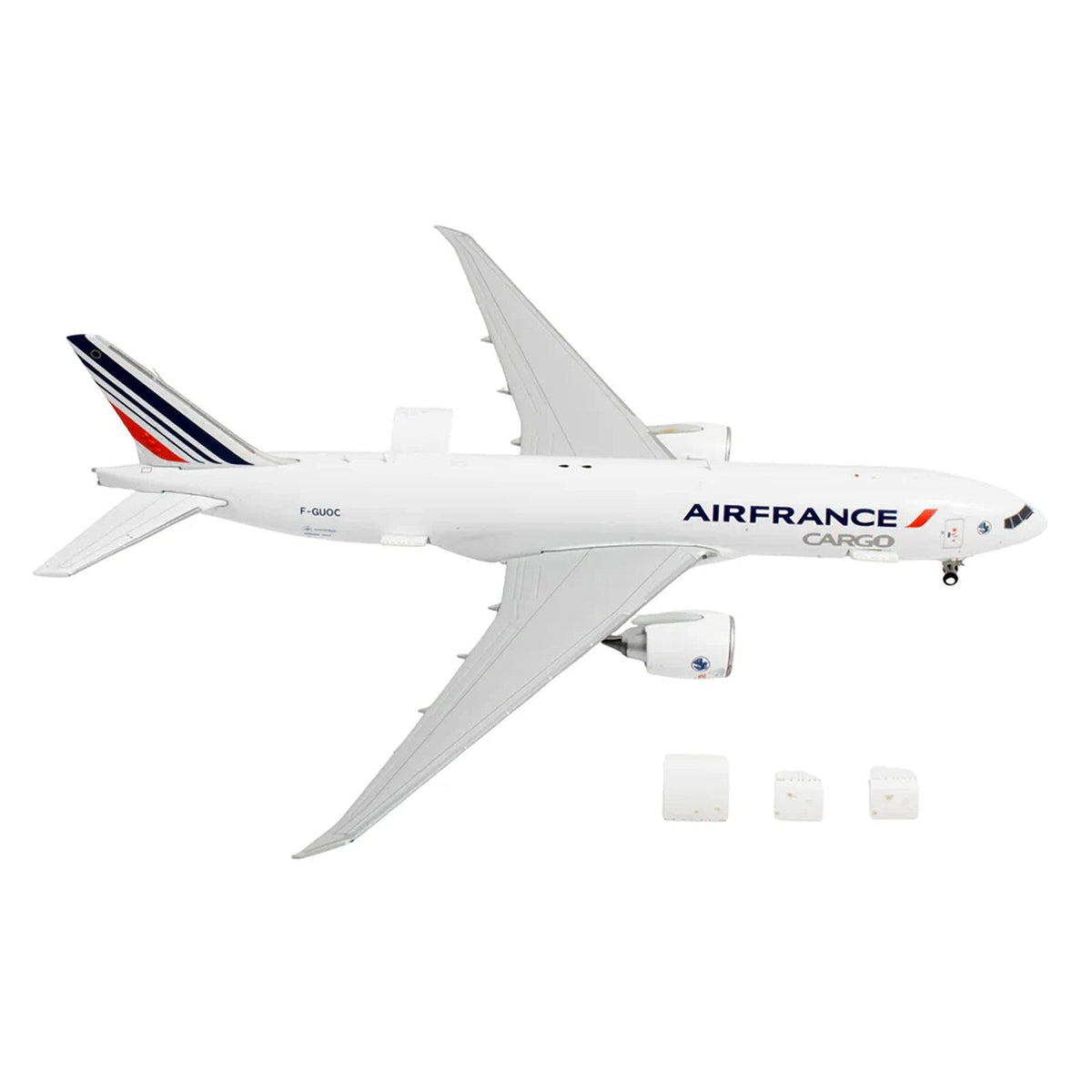 Boeing 777F Commercial Aircraft "Air France Cargo" (F-GUOC) White with Red and Blue Striped Tail "Interactive Series" 1/400 Diecast Model Airplane by GeminiJets-GeminiJets-ModelCars.com