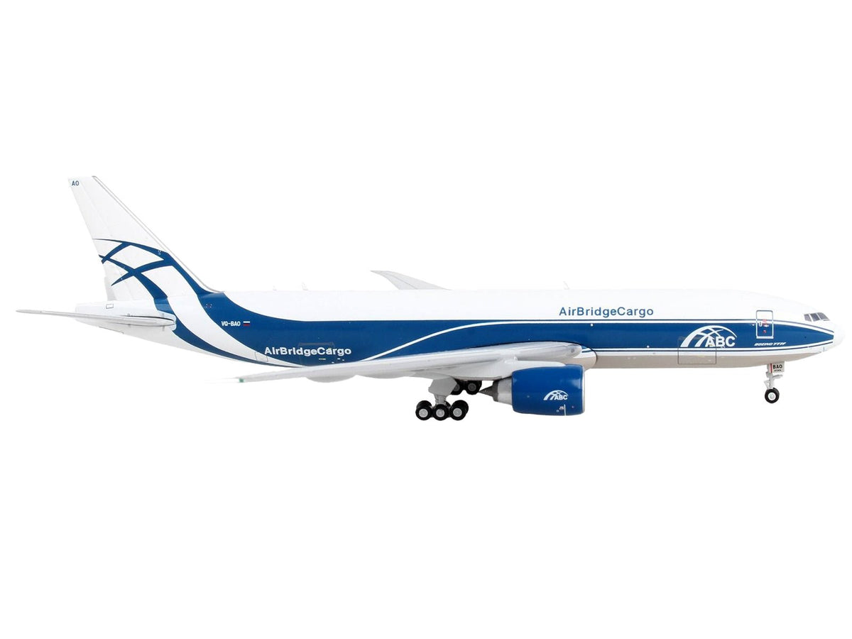 Boeing 777F Commercial Aircraft "AirBridgeCargo" White with Blue Stripes 1/400 Diecast Model Airplane by GeminiJets-GeminiJets-ModelCars.com