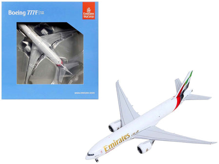Boeing 777F Commercial Aircraft "Emirates SkyCargo" (A6-EFV) White with Striped Tail 1/400 Diecast Model by GeminiJets-GeminiJets-ModelCars.com