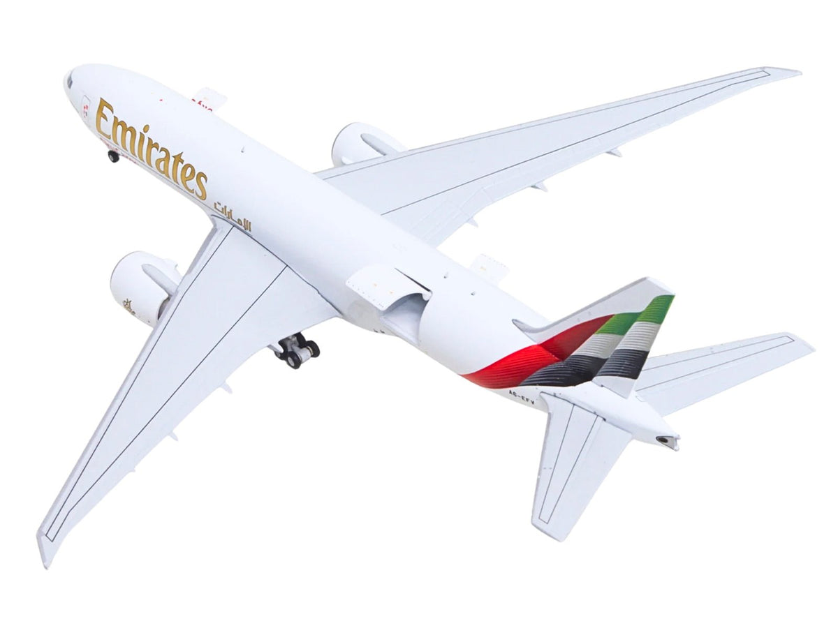 Boeing 777F Commercial Aircraft "Emirates SkyCargo" (A6-EFV) White with Striped Tail "Interactive Series" 1/400 Diecast Model by GeminiJets-GeminiJets-ModelCars.com