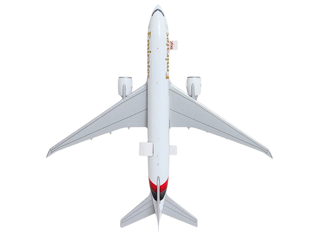 Boeing 777F Commercial Aircraft "Emirates SkyCargo" (A6-EFV) White with Striped Tail "Interactive Series" 1/400 Diecast Model by GeminiJets-GeminiJets-ModelCars.com