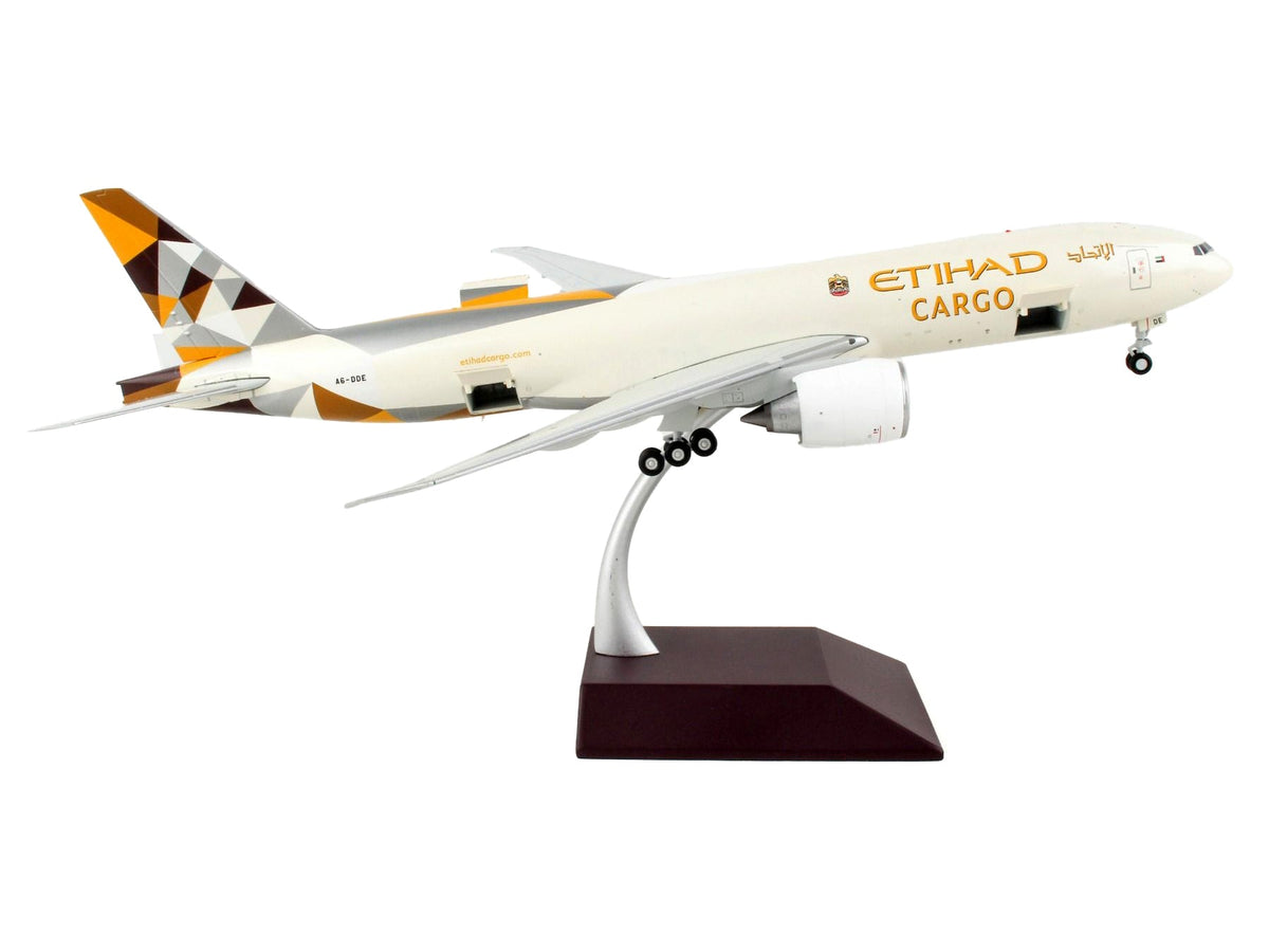 Boeing 777F Commercial Aircraft "Etihad Airways Cargo" Beige with Tail Graphics "Gemini 200 - Interactive" Series 1/200 Diecast Model Airplane by GeminiJets-GeminiJets-ModelCars.com