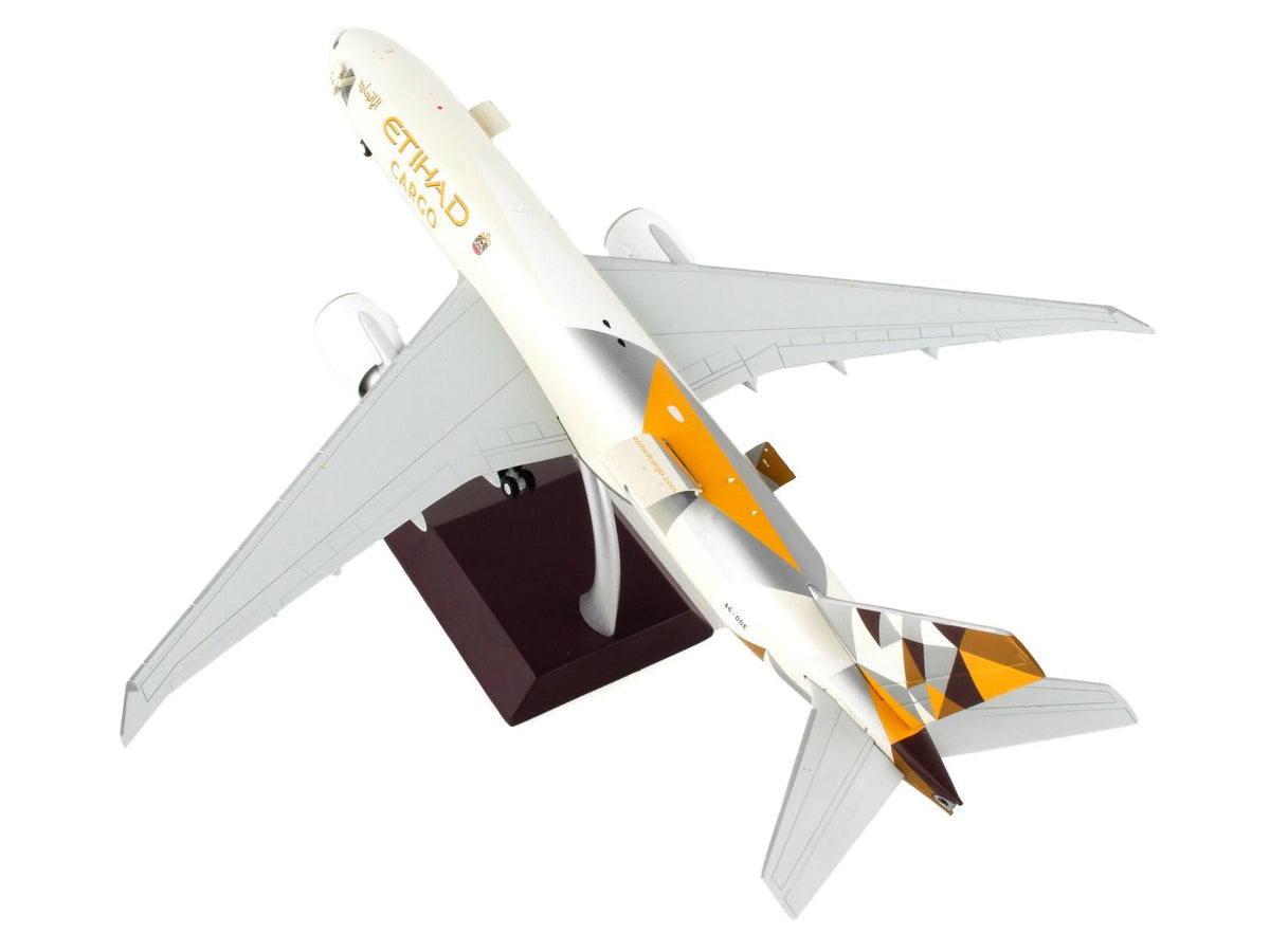 Boeing 777F Commercial Aircraft "Etihad Airways Cargo" Beige with Tail Graphics "Gemini 200 - Interactive" Series 1/200 Diecast Model Airplane by GeminiJets-GeminiJets-ModelCars.com