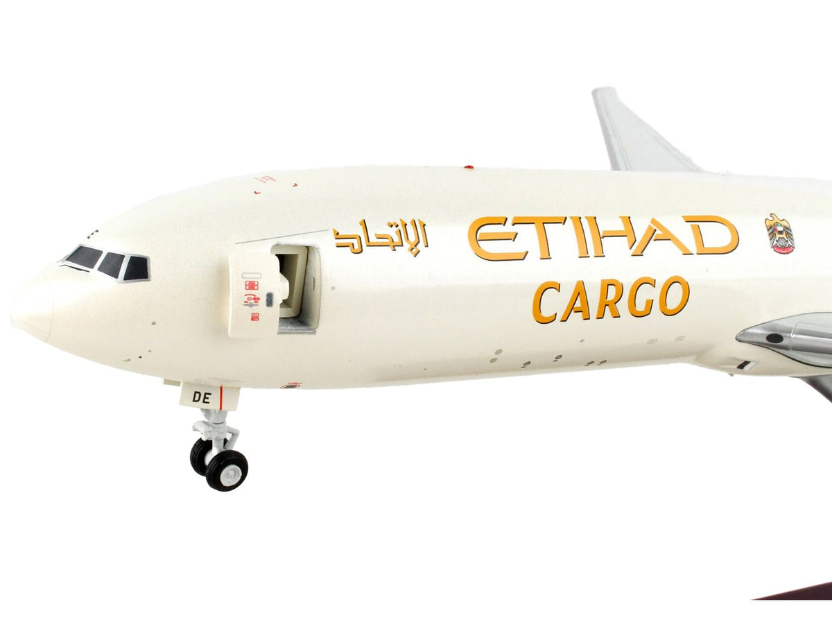 Boeing 777F Commercial Aircraft "Etihad Airways Cargo" Beige with Tail Graphics "Gemini 200 - Interactive" Series 1/200 Diecast Model Airplane by GeminiJets-GeminiJets-ModelCars.com