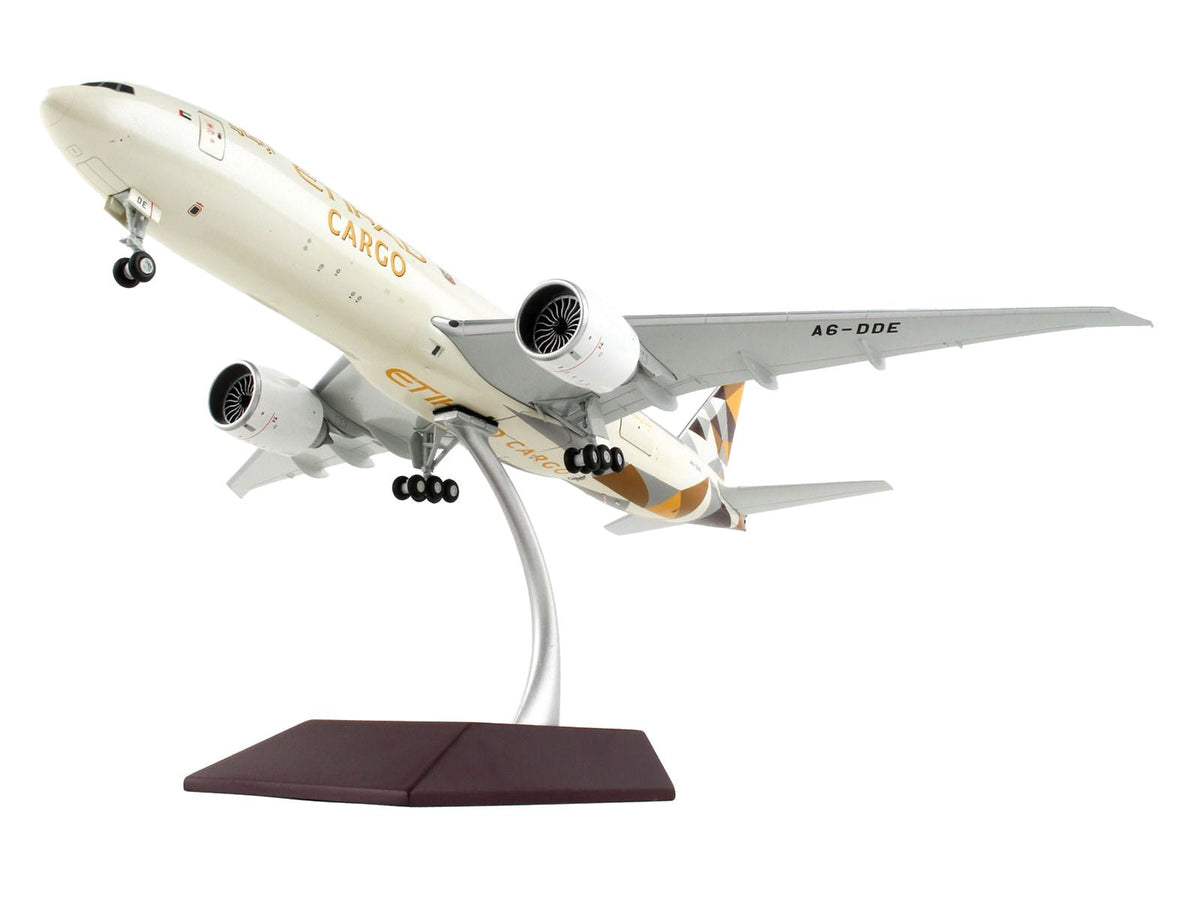 Boeing 777F Commercial Aircraft "Etihad Airways Cargo" Beige with Tail Graphics "Gemini 200 - Interactive" Series 1/200 Diecast Model Airplane by GeminiJets-GeminiJets-ModelCars.com