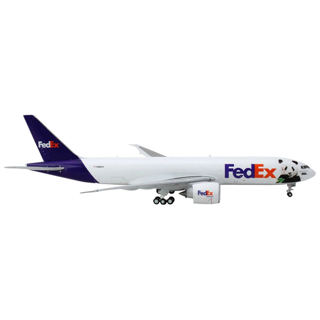 Boeing 777F Commercial Aircraft "Federal Express (FedEx) - Panda Express" (N886FD) White with Purple Tail 1/400 Diecast Model Airplane by GeminiJets-GeminiJets-ModelCars.com