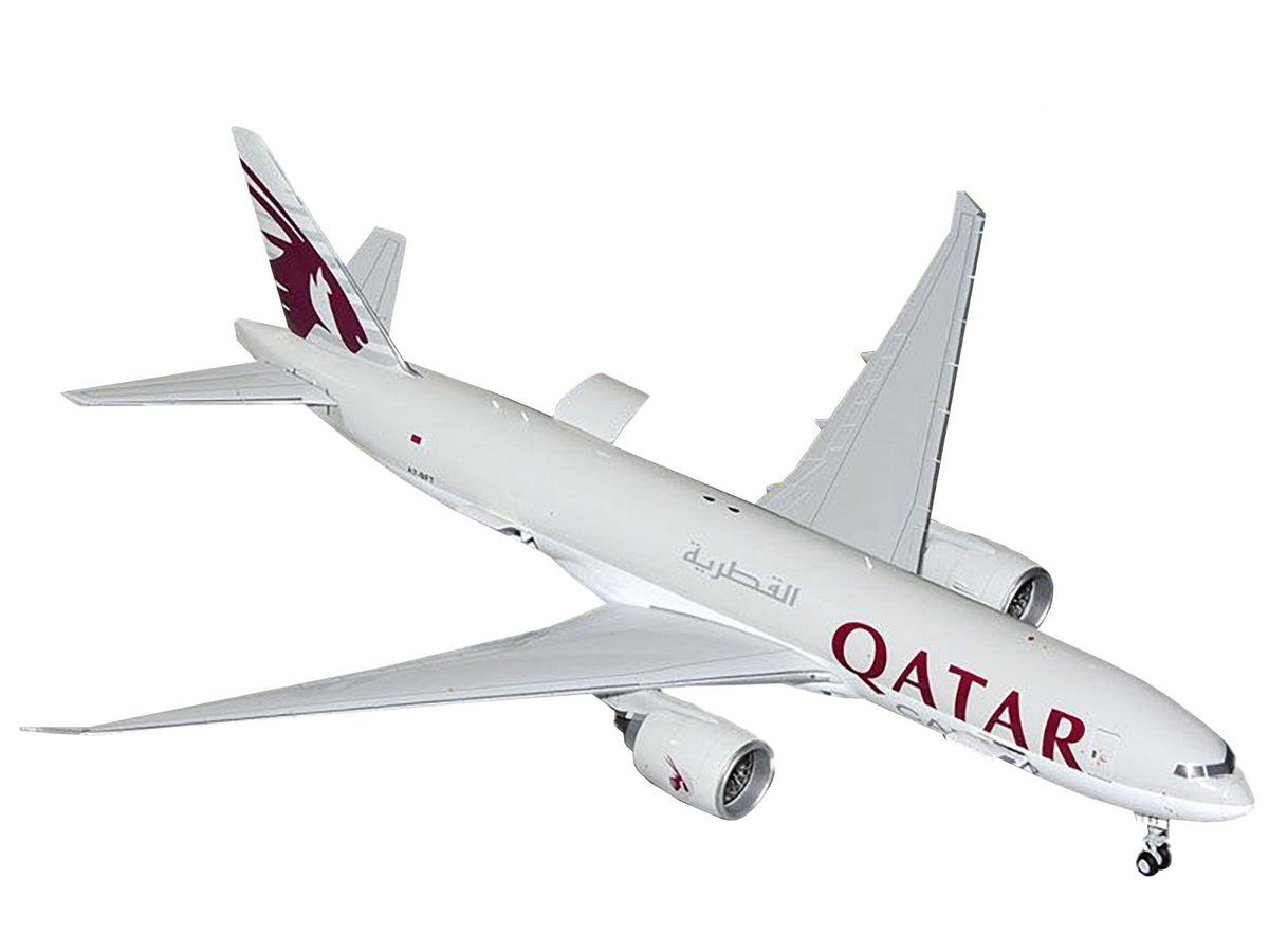 Boeing 777F Commercial Aircraft "Qatar Cargo" (A7-BFT) Gray with Tail Graphics "Gemini 200 - Interactive" Series 1/200 Diecast Model Airplane by GeminiJets-GeminiJets-ModelCars.com