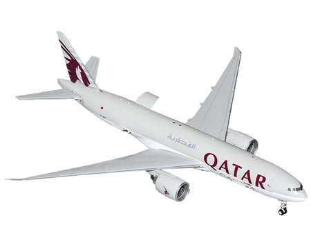 Boeing 777F Commercial Aircraft "Qatar Cargo" (A7-BFT) Gray with Tail Graphics "Gemini 200 - Interactive" Series 1/200 Diecast Model Airplane by GeminiJets-GeminiJets-ModelCars.com