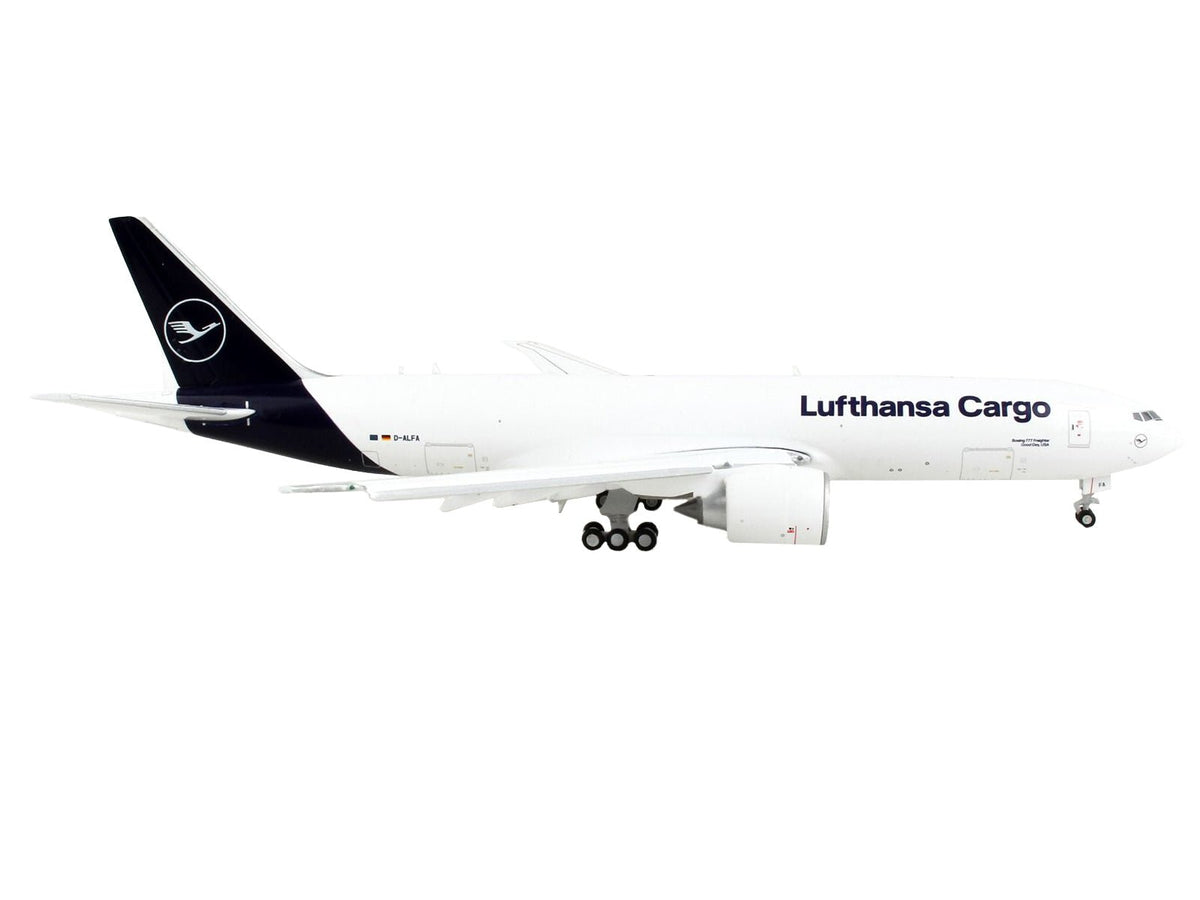 Boeing 777F Commercial Aircraft with Flaps Down "Lufthansa Cargo" White with Dark Blue Tail 1/400 Diecast Model Airplane by GeminiJets-GeminiJets-ModelCars.com