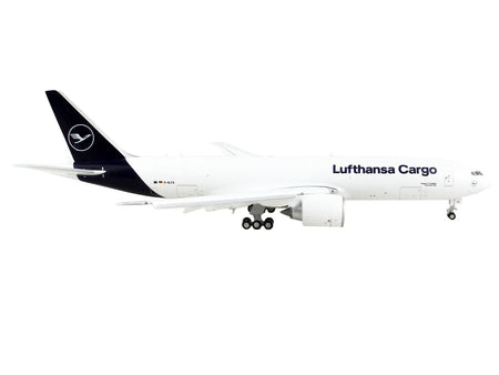 Boeing 777F Commercial Aircraft with Flaps Down "Lufthansa Cargo" White with Dark Blue Tail 1/400 Diecast Model Airplane by GeminiJets-GeminiJets-ModelCars.com