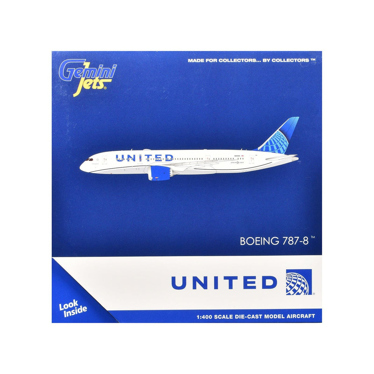 Boeing 787-8 Commercial Aircraft "United Airlines" (N26902) White with Blue Tail 1/400 Diecast Model Airplane by GeminiJets-GeminiJets-ModelCars.com