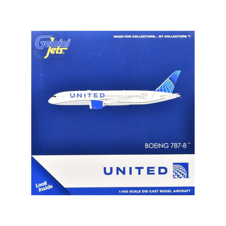 Boeing 787-8 Commercial Aircraft "United Airlines" (N26902) White with Blue Tail 1/400 Diecast Model Airplane by GeminiJets-GeminiJets-ModelCars.com
