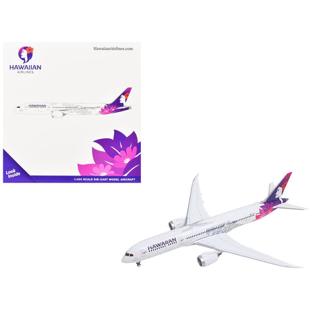 Boeing 787-9 Commercial Aircraft "Hawaiian Airlines" (N781HA) White with Purple Tail Graphics 1/400 Diecast Model Airplane by GeminiJets-GeminiJets-ModelCars.com