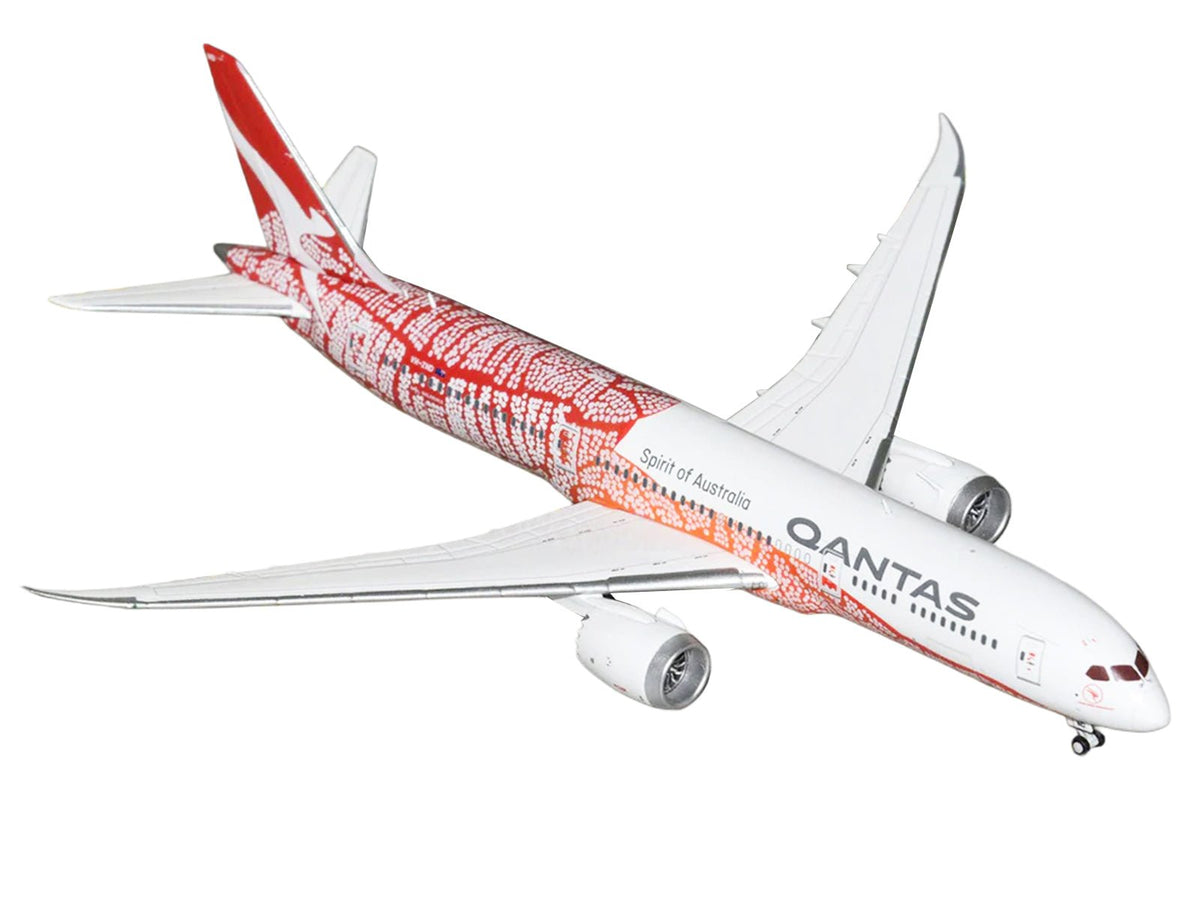 Boeing 787-9 Commercial Aircraft "Qantas - Yam Dreaming" (VH-ZND) White with Red Graphics 1/400 Diecast Model Airplane by GeminiJets-GeminiJets-ModelCars.com