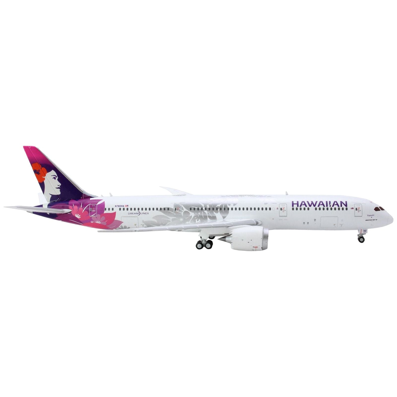 Boeing 787 - 9 Dreamliner Commercial Aircraft "Hawaiian Airlines" (N780HA) White with Purple Tail 1/400 Diecast Model Airplane by GeminiJets - GeminiJets - ModelCars.com