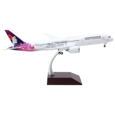 Boeing 787 - 9 Dreamliner Commercial Aircraft with Flaps Down "Hawaiian Airlines" (N780HA) White with Purple Tail "Gemini 200" Series 1/200 Diecast Model Airplane by GeminiJets - GeminiJets - ModelCars.com