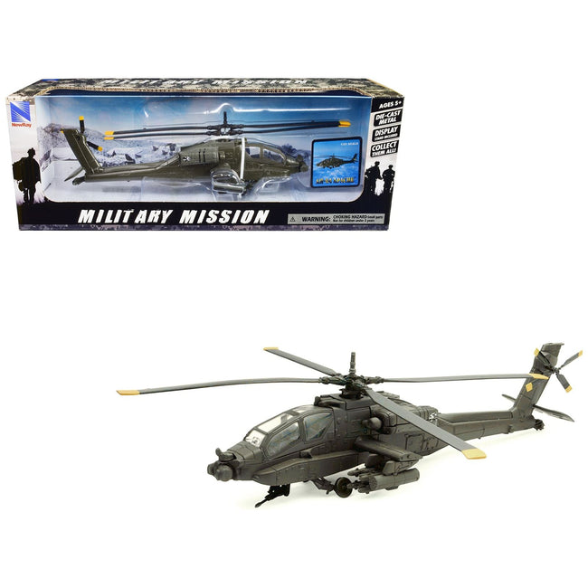 Boeing AH - 64 Apache Attack Helicopter Olive Drab "United States Army" "Military Mission" Series 1/55 Diecast Model by New Ray - New Ray - ModelCars.com