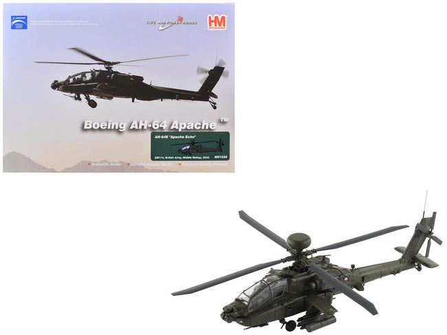 Boeing AH-64E Apache Echo Attack Helicopter "ZM714 Middle Wallop" (2022) British Army "Air Power Series" 1/72 Diecast Model by Hobby Master-Hobby Master-ModelCars.com