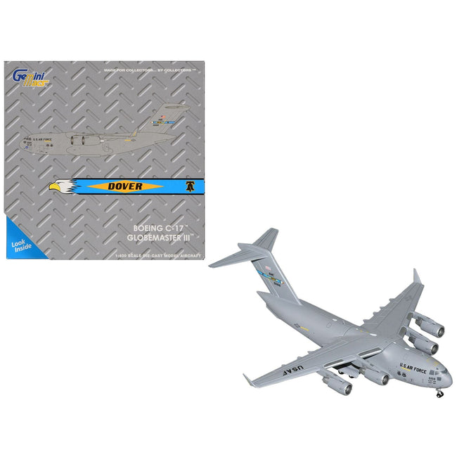 Boeing C-17 Globemaster III Transport Aircraft "Dover Air Force Base - United States Air Force" (06-6168) Gray "Gemini Macs" Series 1/400 Diecast Model Airplane by GeminiJets-GeminiJets-ModelCars.com