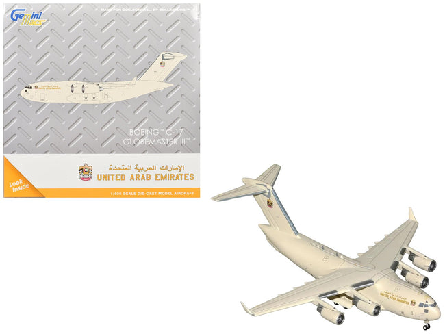 Boeing C-17 Globemaster III Transport Aircraft "United Arab Emirates Air Force" Beige "Gemini Macs" Series 1/400 Diecast Model Airplane by GeminiJets-GeminiJets-ModelCars.com