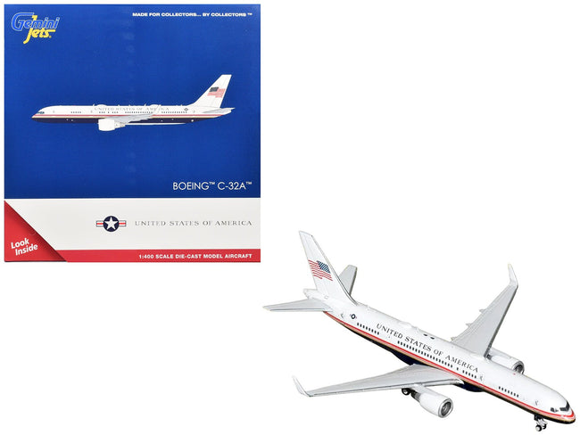 Boeing C-32A Transport Aircraft "Air Force Two - United States of America" (99-0003) White and Blue with Red Stripes 1/400 Diecast Model Airplane by GeminiJets-GeminiJets-ModelCars.com
