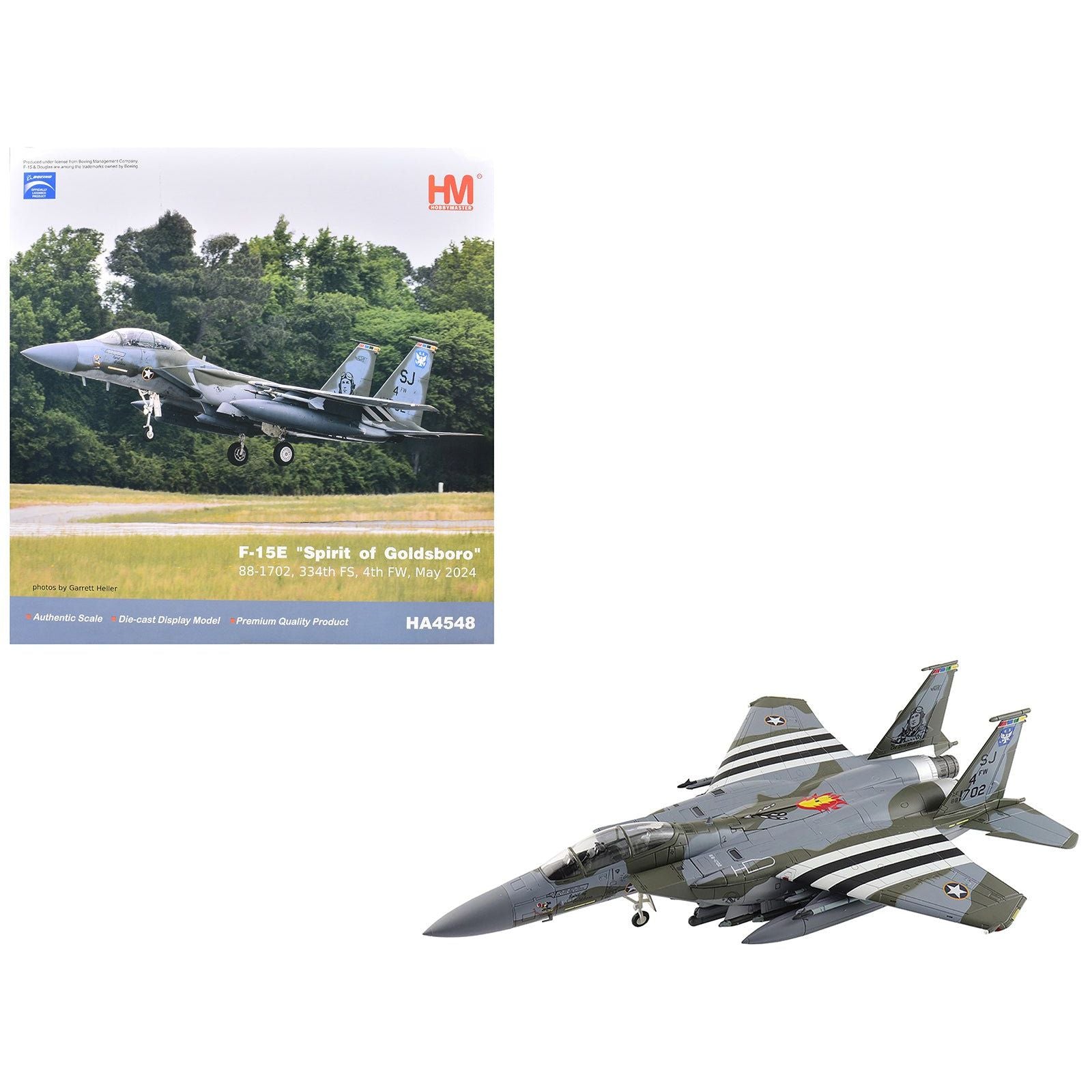 Boeing F - 15E Strike Eagle Fighter Aircraft "88 - 1702 Spirit of Goldsboro 334th FS 4th FW" (2024) United States Air Force "Air Power Series" 1/72 Diecast Model by Hobby Master - Hobby Master - ModelCars.com