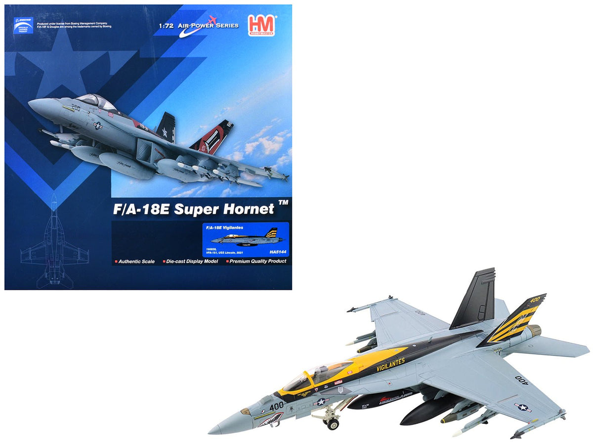Boeing F/A-18E Super Hornet Fighter Aircraft "166828 VFA-151 Vigilantes USS Lincoln" (2021) United States Navy "Air Power Series" 1/72 Diecast Model by Hobby Master-Hobby Master-ModelCars.com