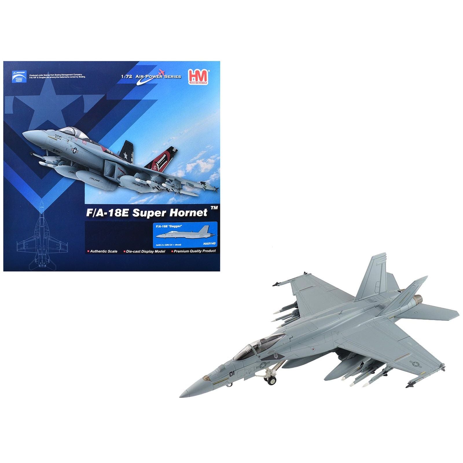 Boeing F/A - 18E Super Hornet Fighter Aircraft "Dagger" United States Navy "Air Power Series" 1/72 Diecast Model by Hobby Master - Hobby Master - ModelCars.com