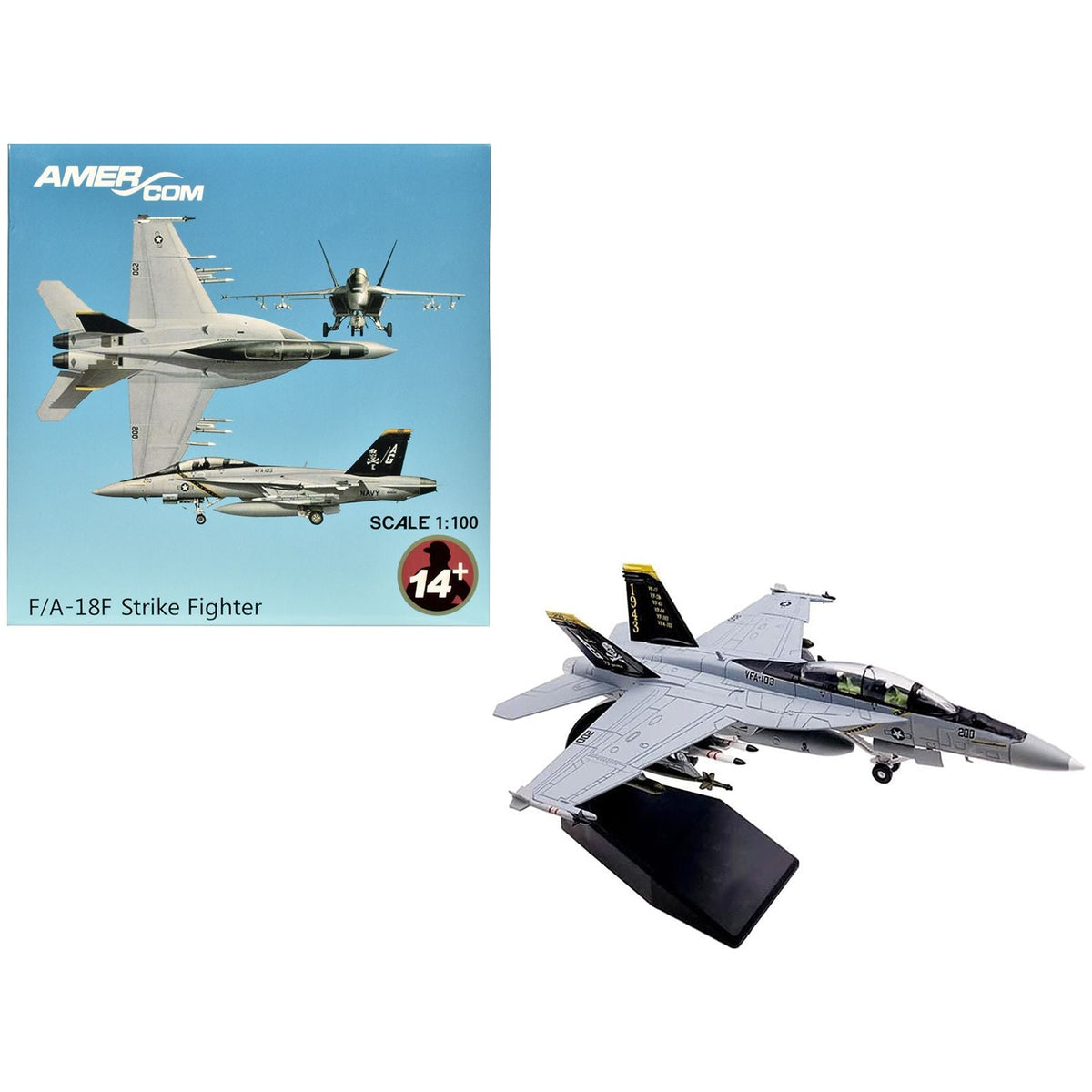 Boeing F/A-18F Super Hornet Fighter Aircraft "VFA-103 Jolly Rogers 75th Anniversary" (2018) United States Navy 1/100 Diecast Model Airplane-Other-ModelCars.com
