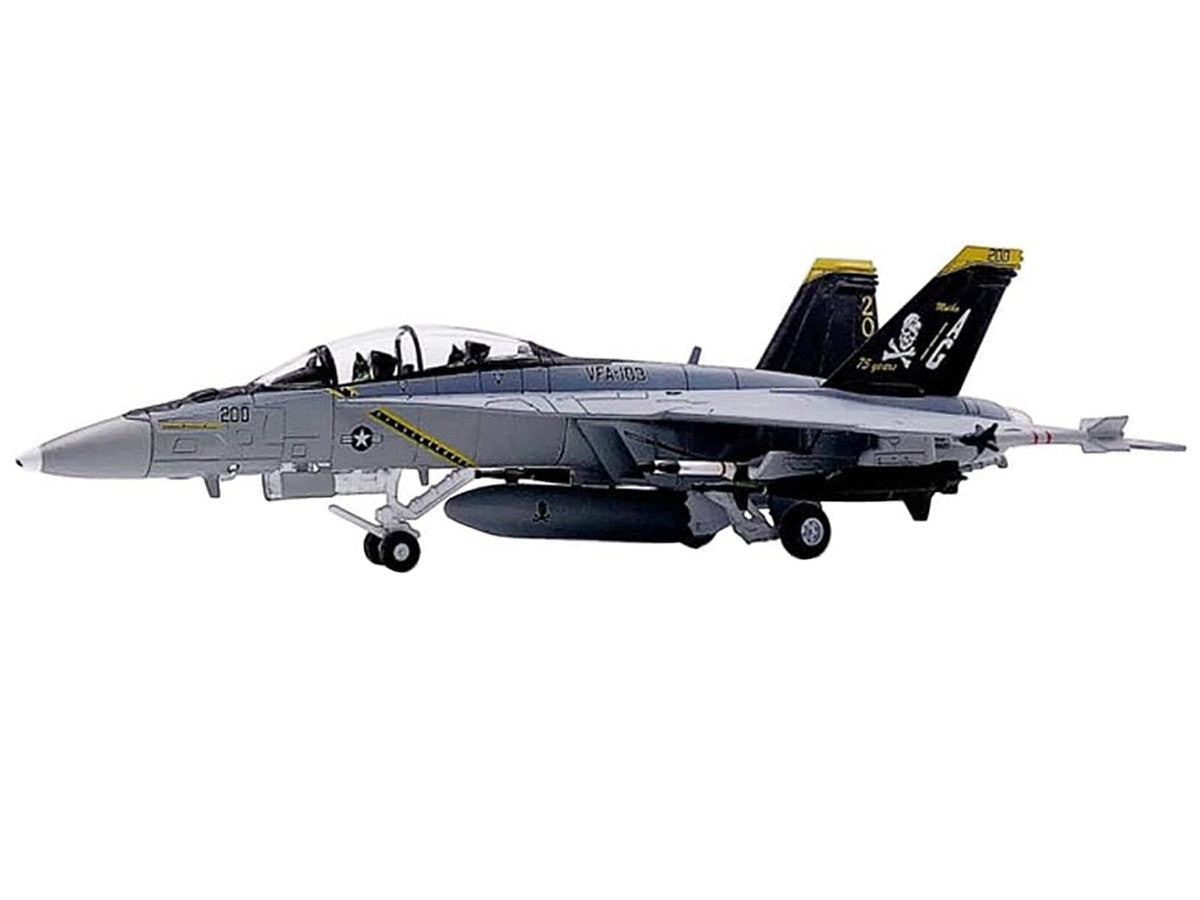 Boeing F/A-18F Super Hornet Fighter Aircraft "VFA-103 Jolly Rogers 75th Anniversary" (2018) United States Navy 1/100 Diecast Model Airplane-Other-ModelCars.com