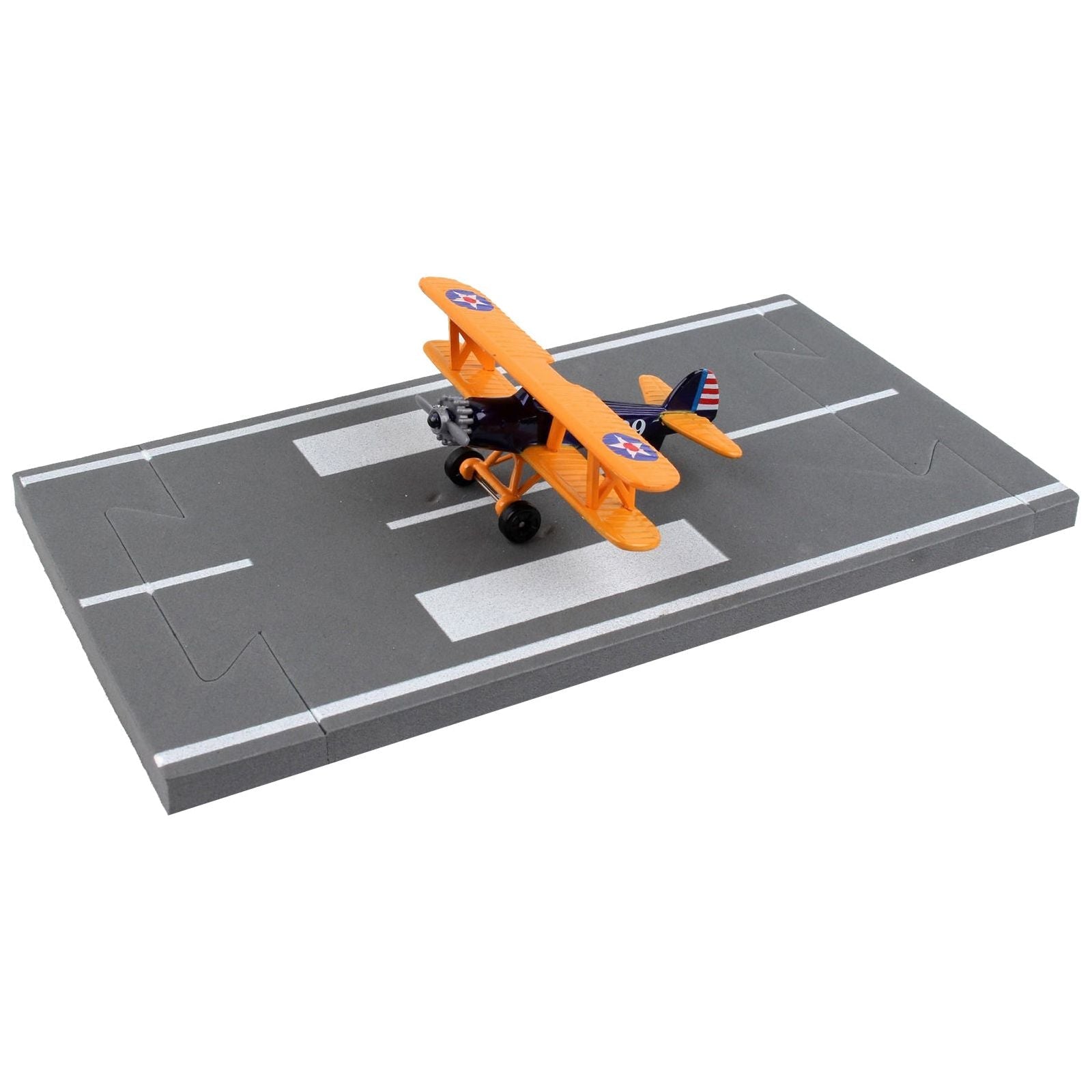 Boeing - Stearman Model 75 PT - 17 Kaydet Aircraft Blue and Orange "High Flyer - United States Air Force" with Runway Section Diecast Model Airplane by Runway24 - Runway24 - ModelCars.com