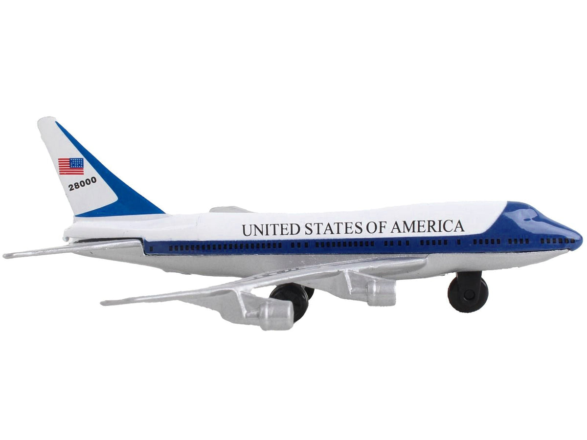 Boeing VC-25 Aircraft White and Blue "United States Air Force One" with Runway Section Diecast Model Airplane by Runway24-Runway24-ModelCars.com