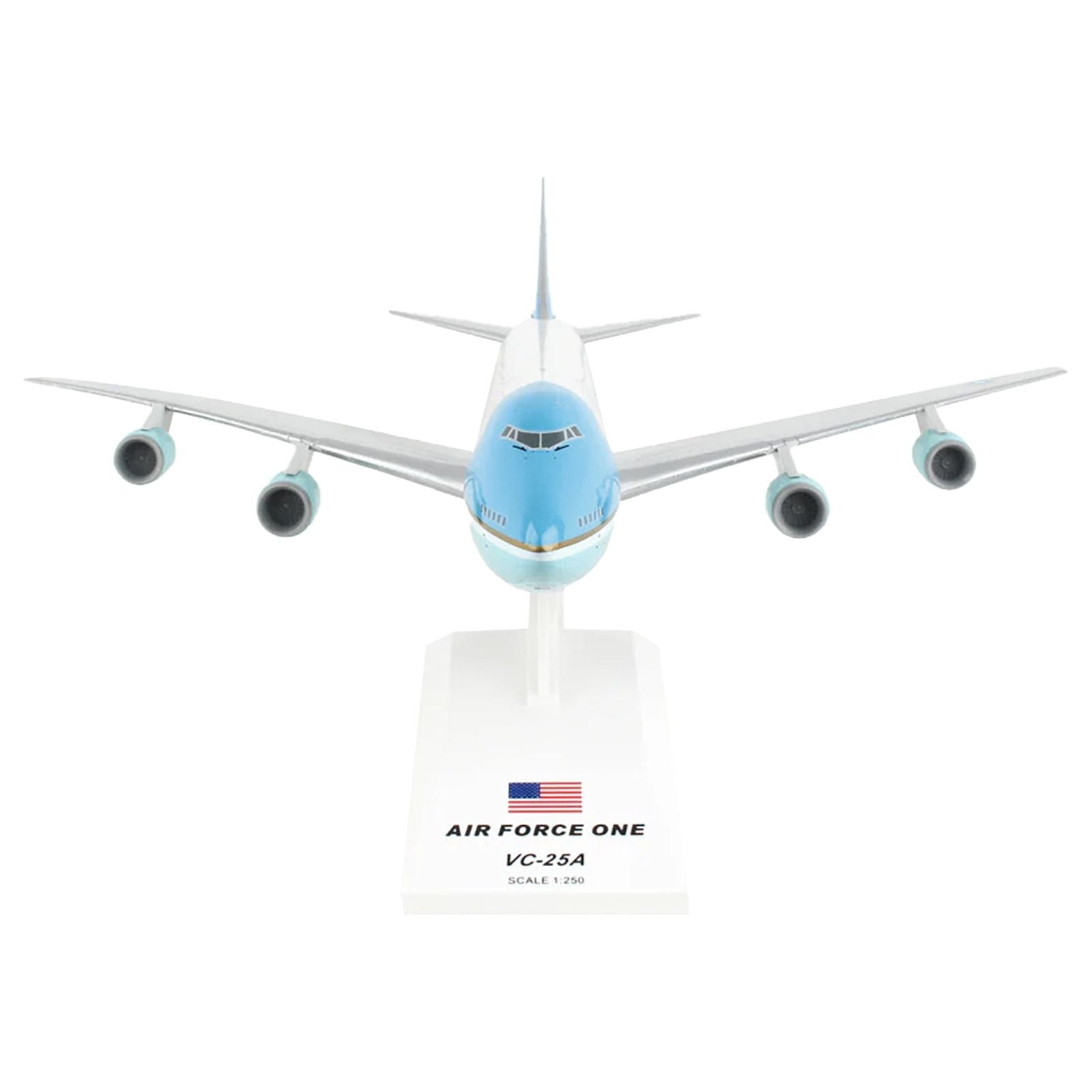 Boeing VC - 25A Transport Aircraft "Air Force One - United States of America" (29000) White with Blue Stripes (Snap - Fit) 1/250 Plastic Model by Skymarks - Skymarks - ModelCars.com