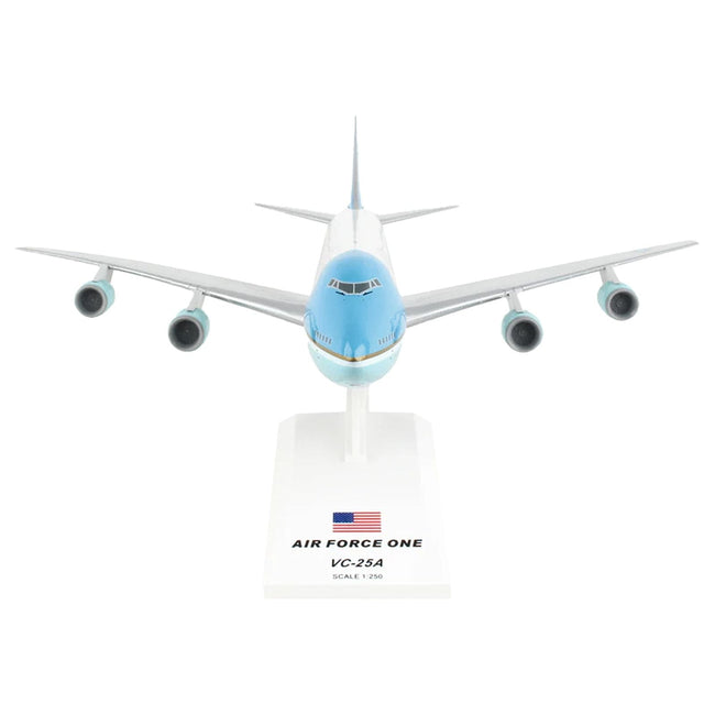 Boeing VC - 25A Transport Aircraft "Air Force One - United States of America" (29000) White with Blue Stripes (Snap - Fit) 1/250 Plastic Model by Skymarks - Skymarks - ModelCars.com