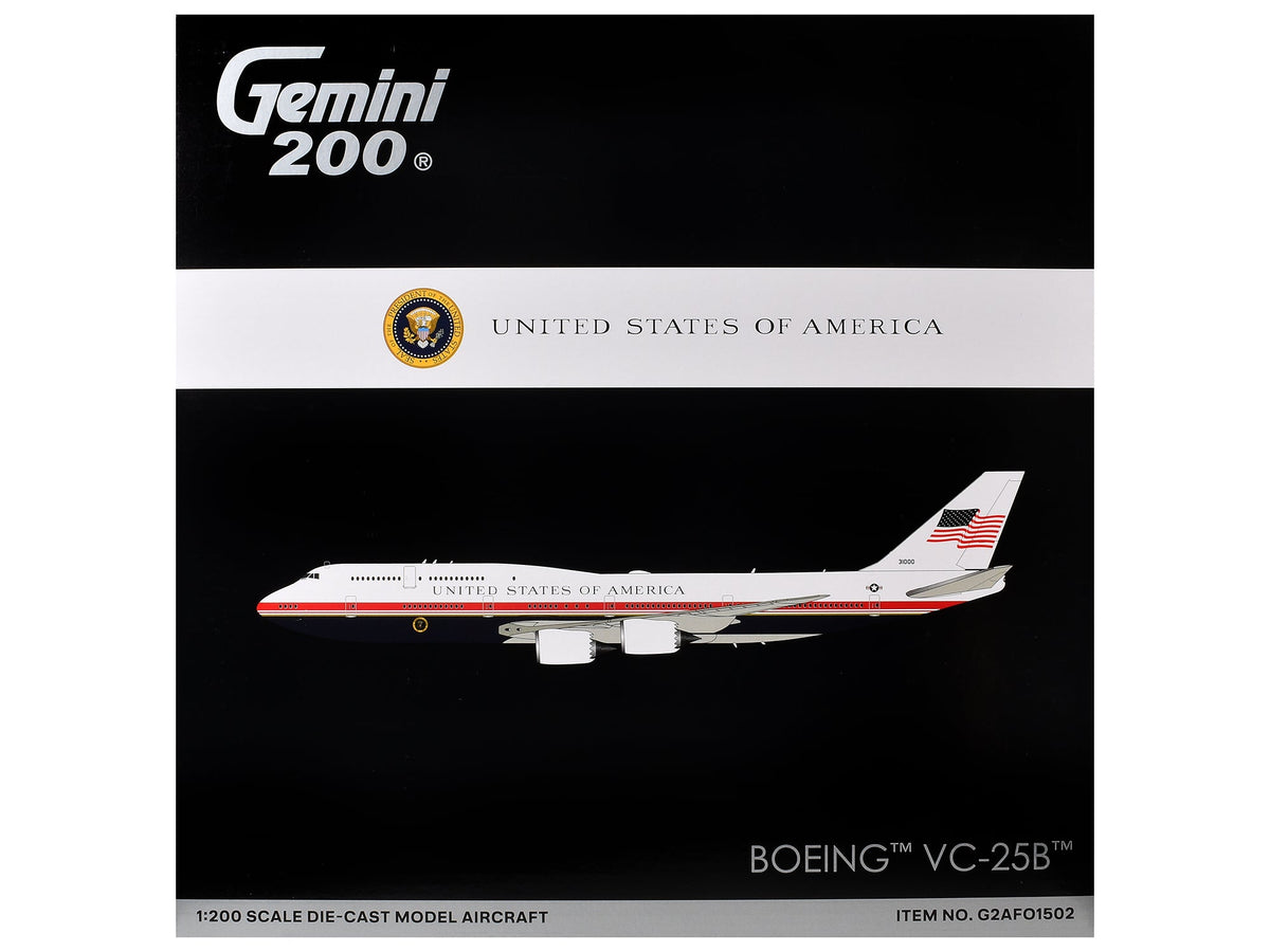Boeing VC25B Transport Aircraft "Air Force One" (31000) United States Air Force "Gemini 200" Series 1/200 Diecast Model by GeminiJets-GeminiJets-ModelCars.com