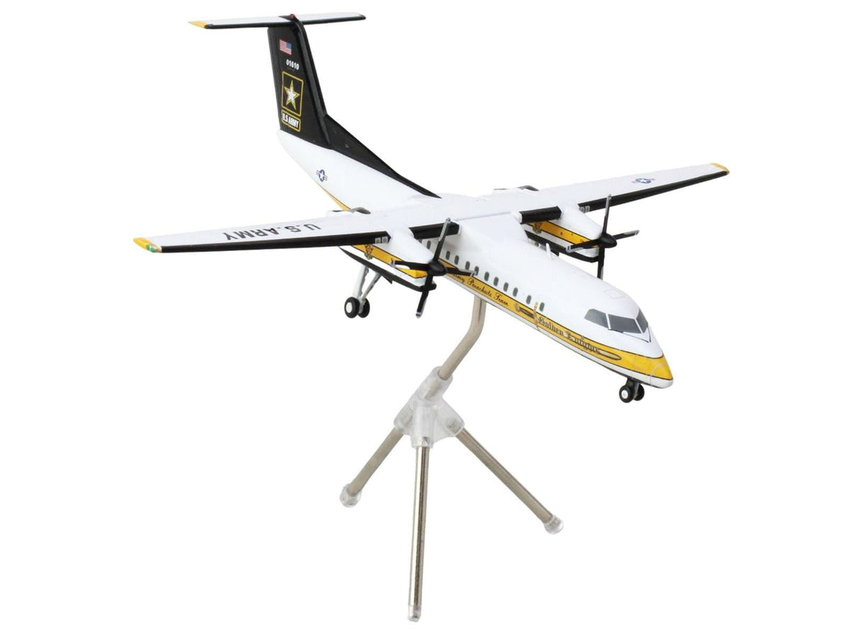 Bombardier C-147A Transport Aircraft "Golden Knights Parachute Team" United States Army (17-01610) White with Yellow Stripes and Black Tail "Gemini 200" Series 1/200 Diecast Model Airplane by GeminiJets-GeminiJets-ModelCars.com