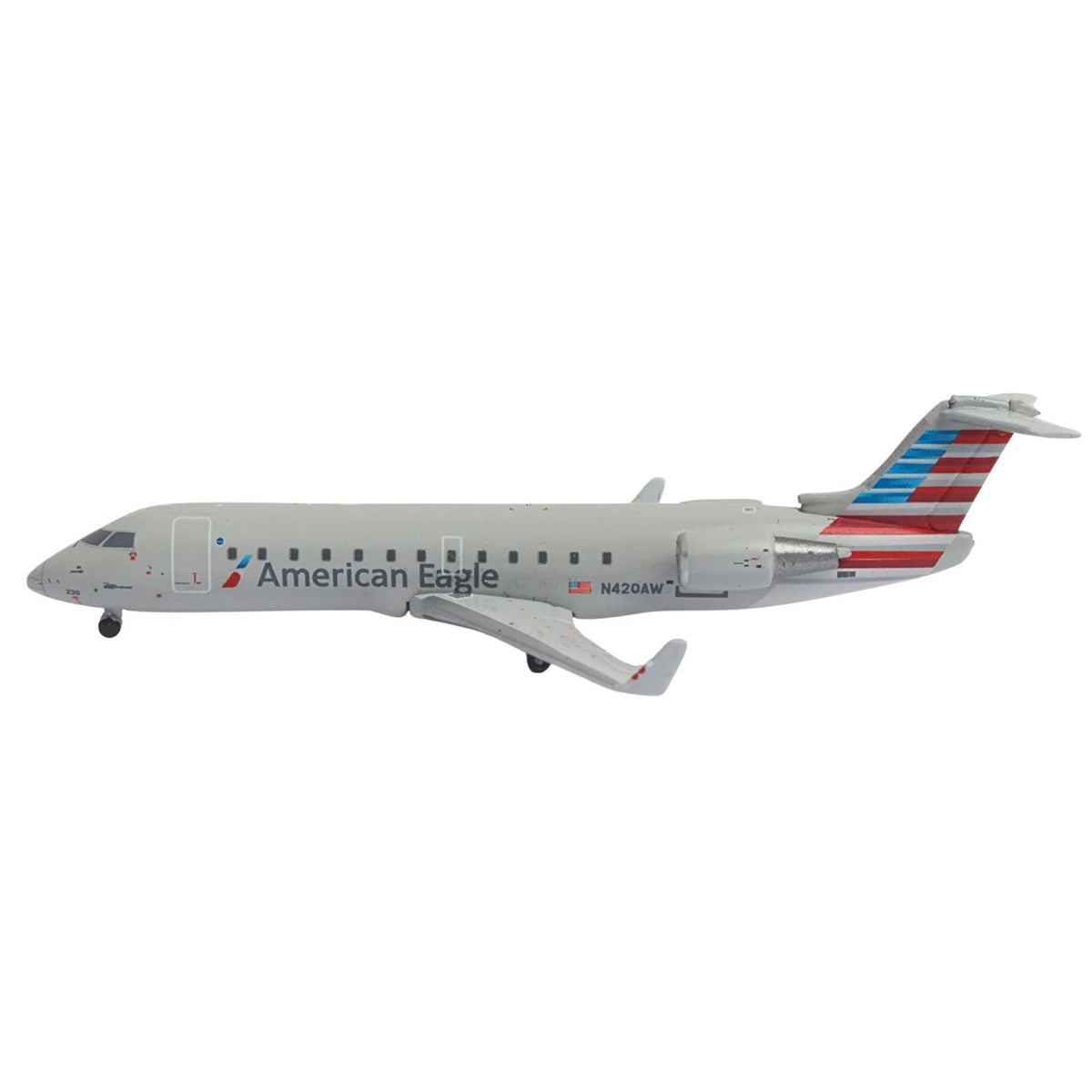 Bombardier CRJ200 Commercial Aircraft "American Eagle - Air Wisconsin" (N420AW) Gray with Red and Blue Tail 1/400 Diecast Model Airplane by GeminiJets-GeminiJets-ModelCars.com