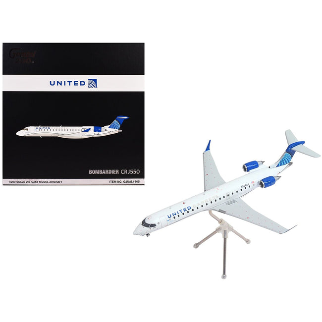 Bombardier CRJ550 Commercial Aircraft "United Express" (N506GJ) White with Blue Tail "Gemini 200" Series 1/200 Diecast Model Airplane by GeminiJets-GeminiJets-ModelCars.com